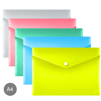 Bolsa 310x230mm A4 Envelope Fecho Botão Plástico Sortido 1un
