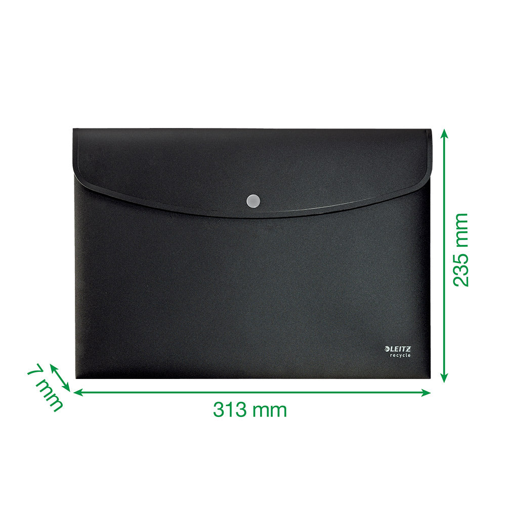 Bolsa 235x313mm A4 Envelope Fecho Botão Recycle Preto