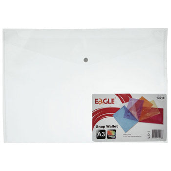 Bolsa Envelope A3 Fecho Botão Transparente Eagle