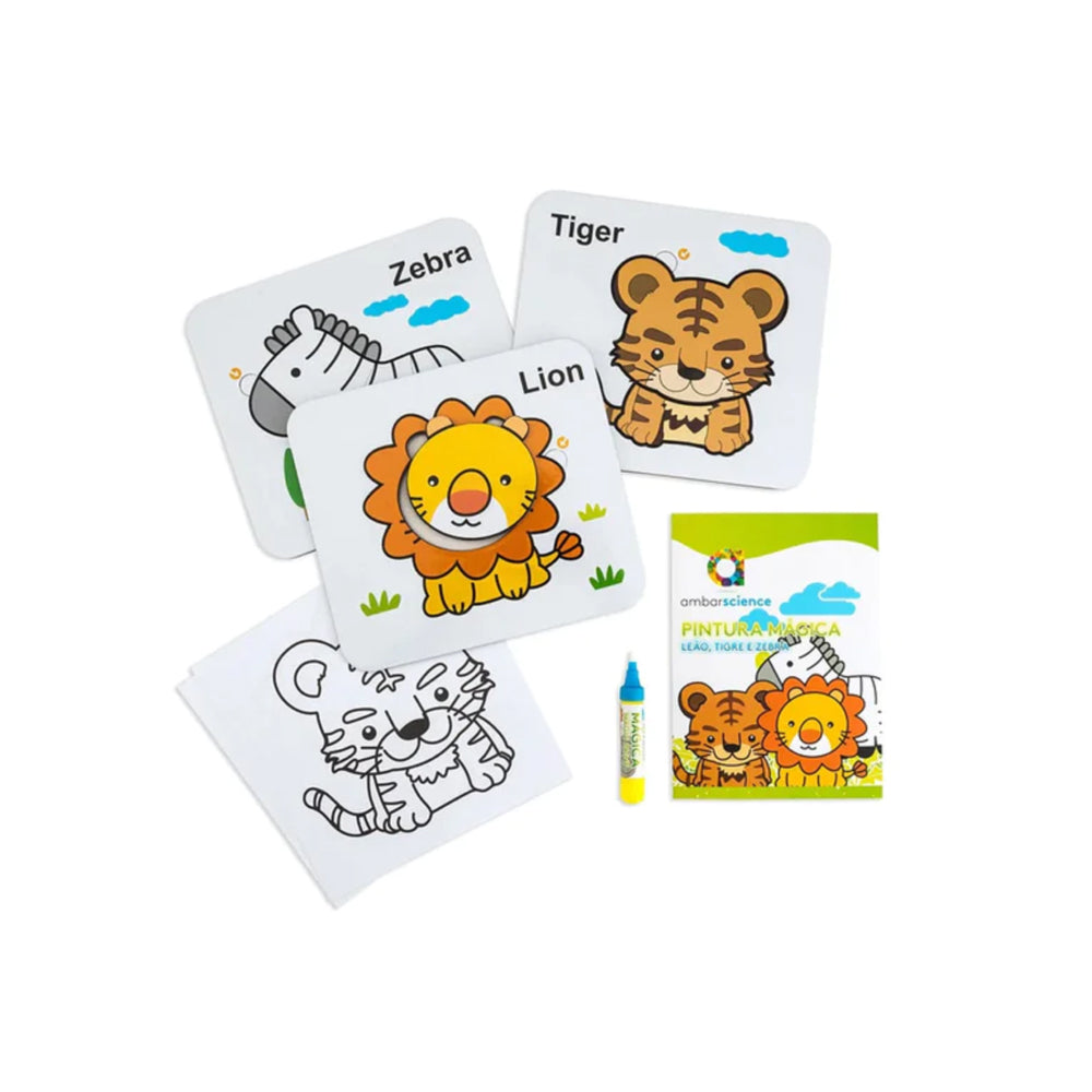 Pintura Mágica Leão Tigre e Zebra Ambarscience