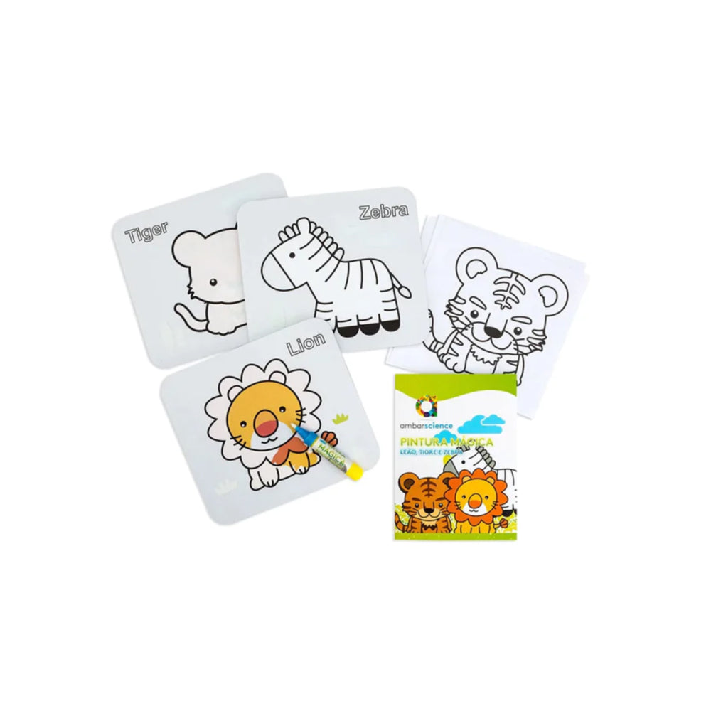 Pintura Mágica Leão Tigre e Zebra Ambarscience