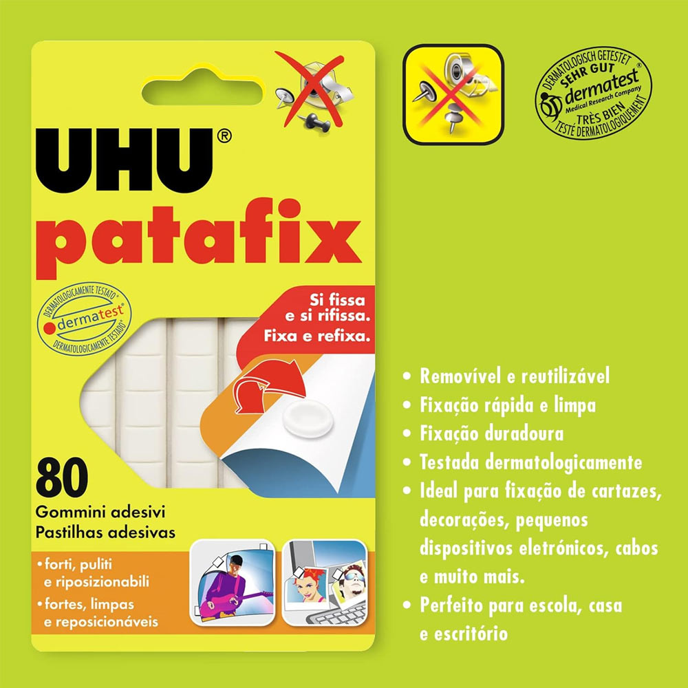 Pastilhas Bi-adesivas Patafix UHU Branco 80un
