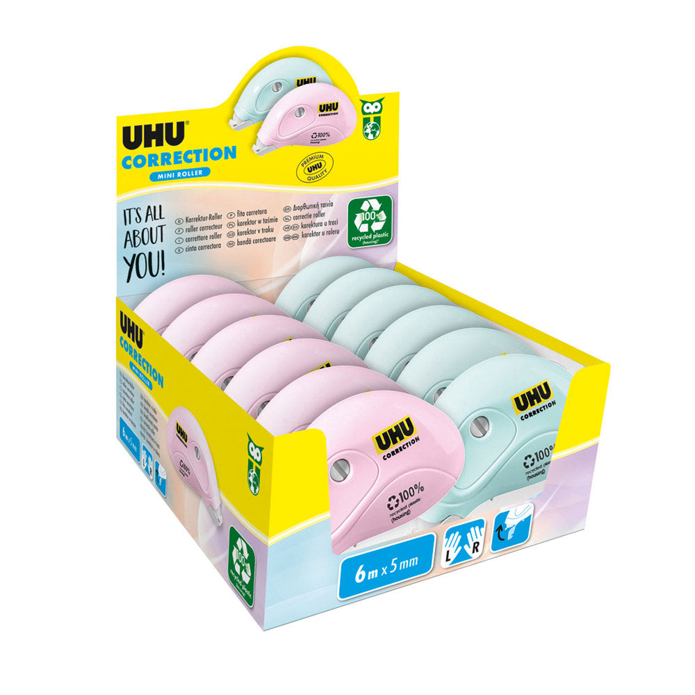 Corretor Fita 5mmx6m Mini Roller UHU Sortido Pastel 1un