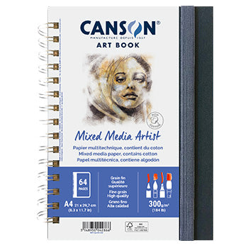 Caderno Canson Artbook Mixed Media Artist A4 300g 56Fls