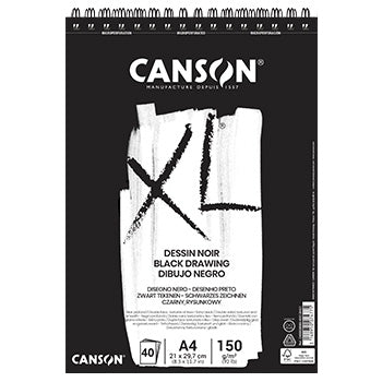 Bloco Espiralado Canson XL Dessin Noir A4 150g 40Fls