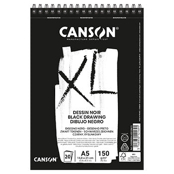 Bloco Espiralado Canson XL Dessin Noir A5 150g 20Fls