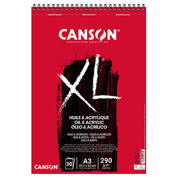 Bloco Espiralado Canson XL Óleo e Acrílico A3 290g 30Fls