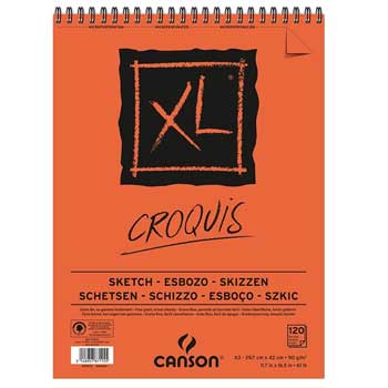 Bloco Espiralado Canson XL Croquis A3 90g 120Fls