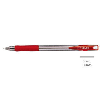 Esferográfica Uni Lakubo SG100 RuberGrip Vermelho 1mm 12un