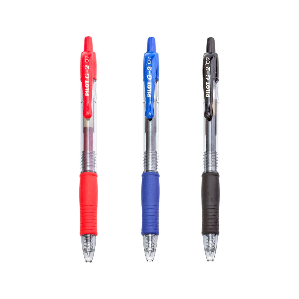 Esferográfica Gel Pilot G-2 Retrátil 3 Cores 0,7mm 3un