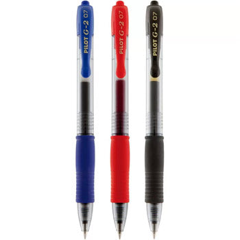 Esferográfica Gel Pilot G-2 Retrátil 3 Cores 0,7mm 3un