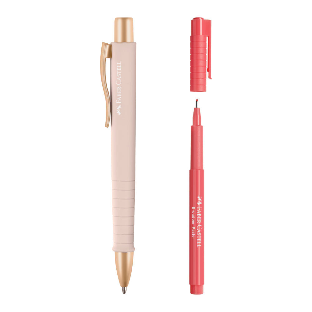 Esferográfica + Fineliner Broadpen Faber Castell Rosa