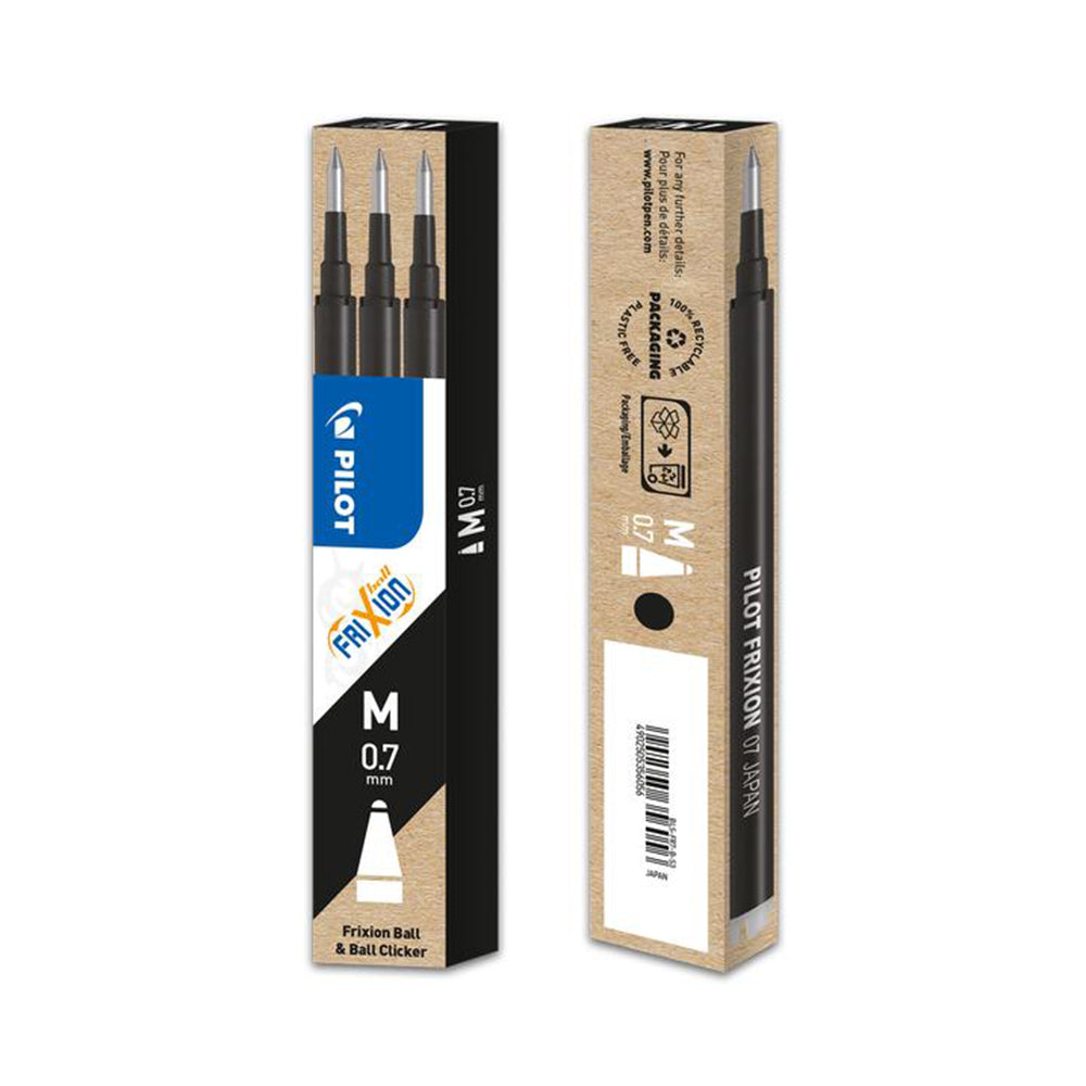 Recarga Gel Pilot Frixion Ball Clicker Preto 0,7mm 3un