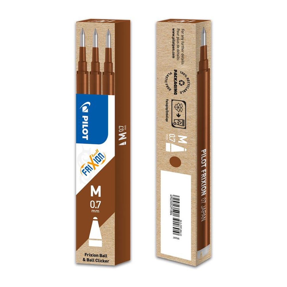 Recarga Gel Pilot Frixion Ball Clicker Castanho 0,7mm 3un