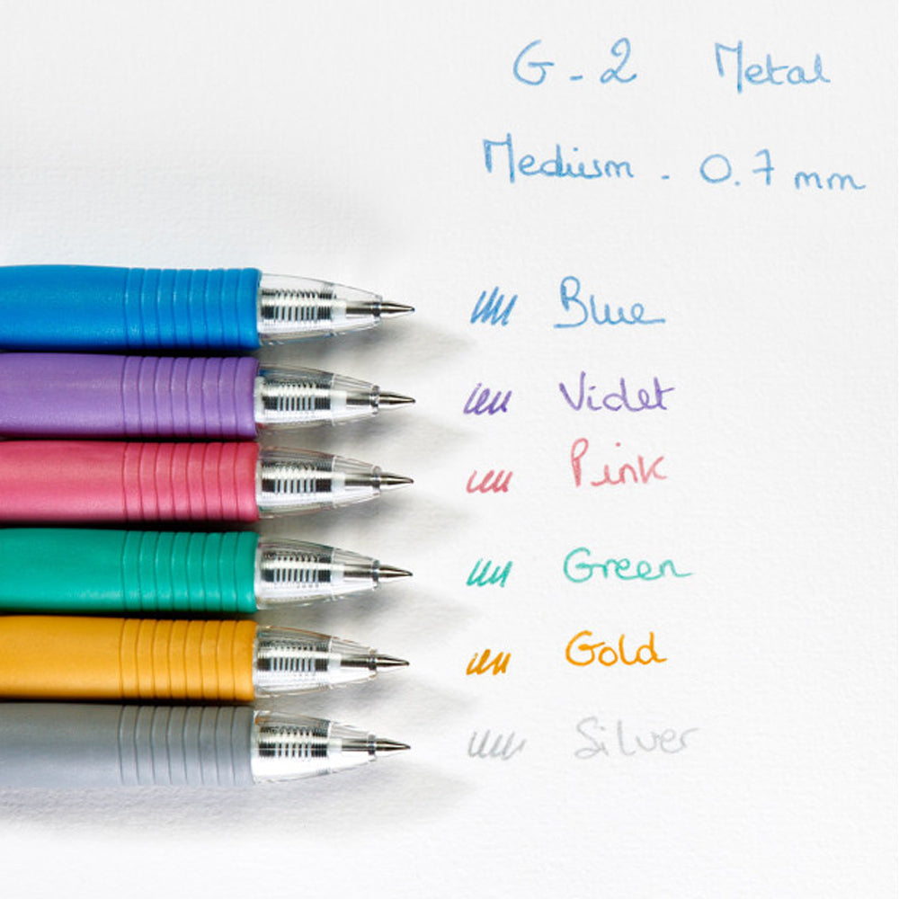 Esferográfica Gel Pilot G-2 Retrátil Prateado 0,7mm 1un