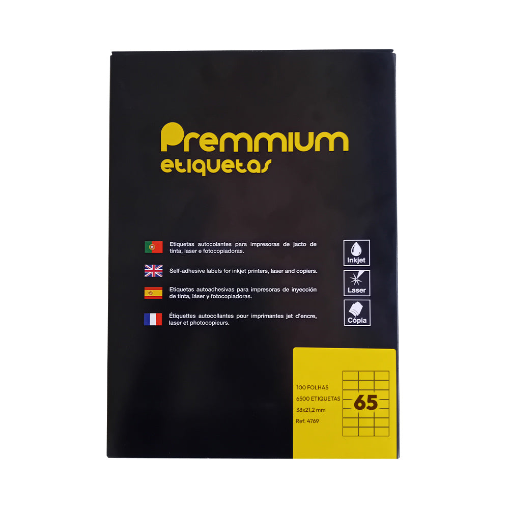 Etiquetas 038x021,2mm 100Fls A4 6500un