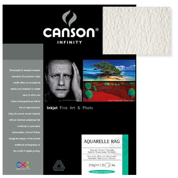 Papel A3 240g Canson Infinity Aquarelle Rag 100% 25Fls