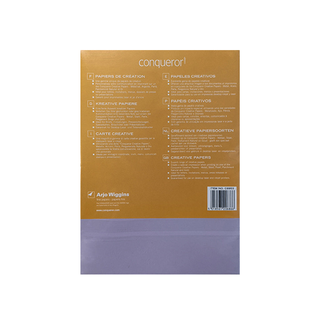 Papel 120gr Conqueror Criativo Pérola Acinzentado A4 50Fls