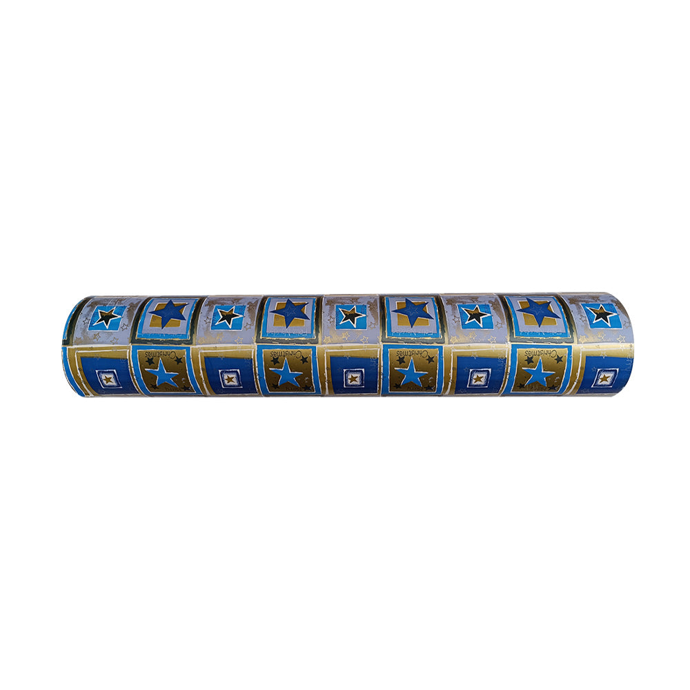 Papel Embrulho 62cmx200m Estrelas Azul/Dourado Bobine 7Kg