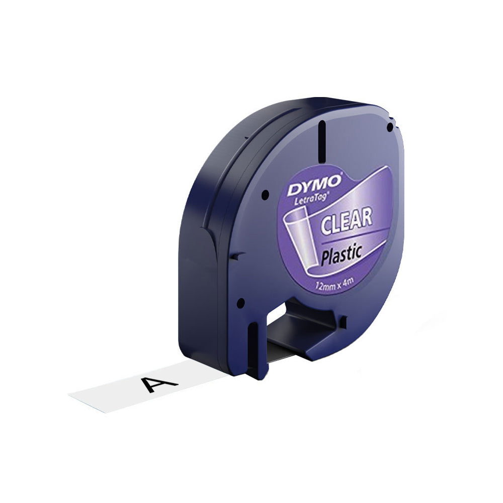 Fita 12mmx4m Preto/Transparente Plástico 12267