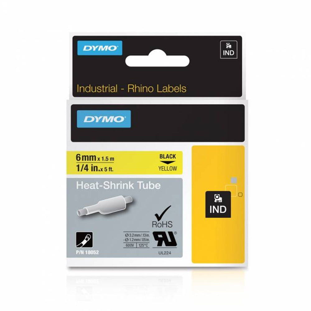Fita Tubo Termo Retrátil 6mmx1,5m Preto/Amarelo Rhino