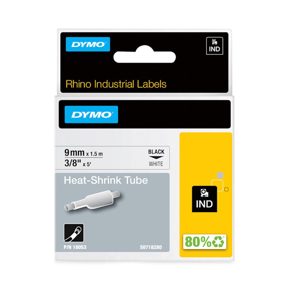 Fita Tubo Termo Retrátil 9mmx1,5m Preto/Branco Rhino