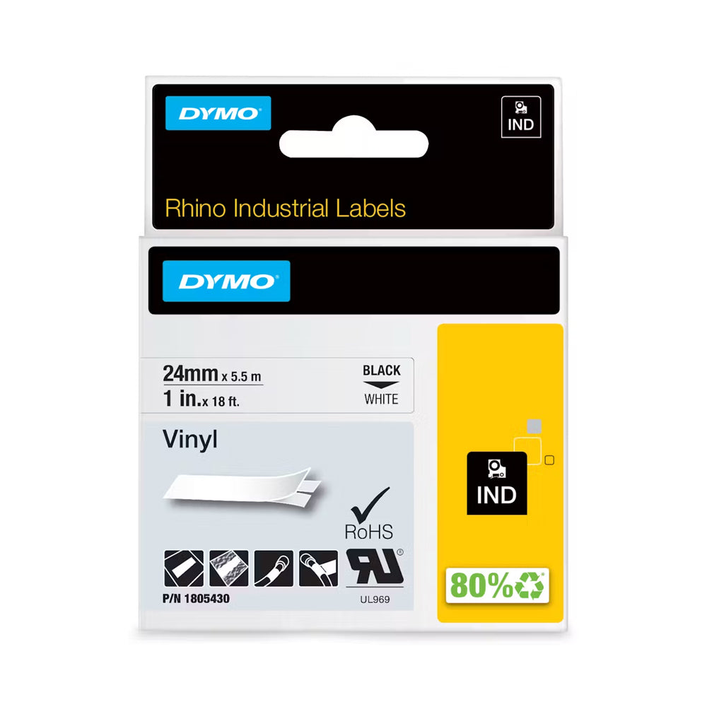 Fita 24mmx5,5m Vinil Preto/Branco Vinil 1805430