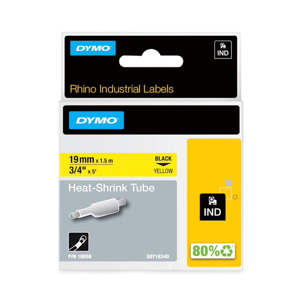 Fita Tubo Termo Retrátil 19mmx1,5m Preto/Amarelo Rhino