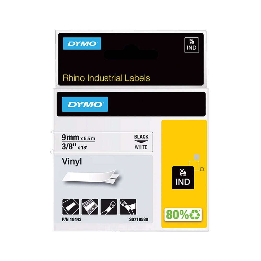 Fita 09mmx5.5m Preto/Branco Vinil 18443