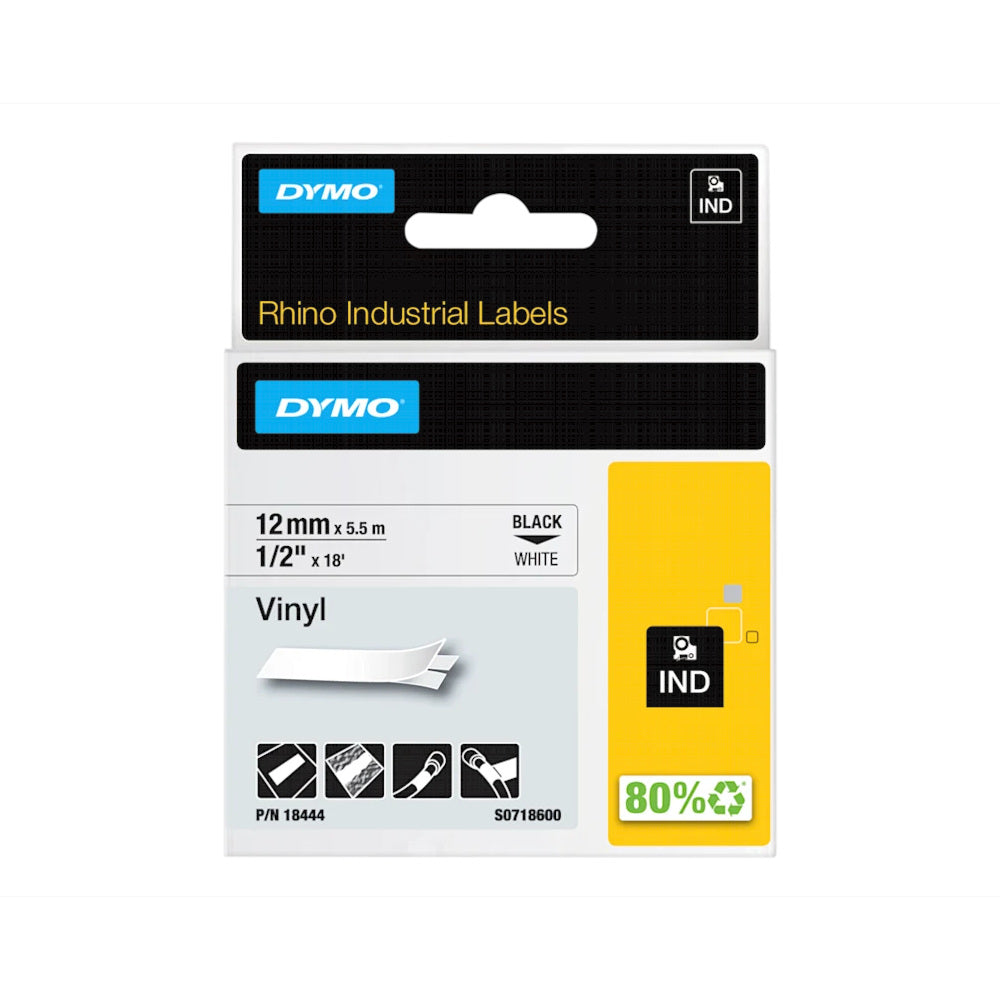 Fita 12mmx5,5m Preto/Branco Vinil 18444
