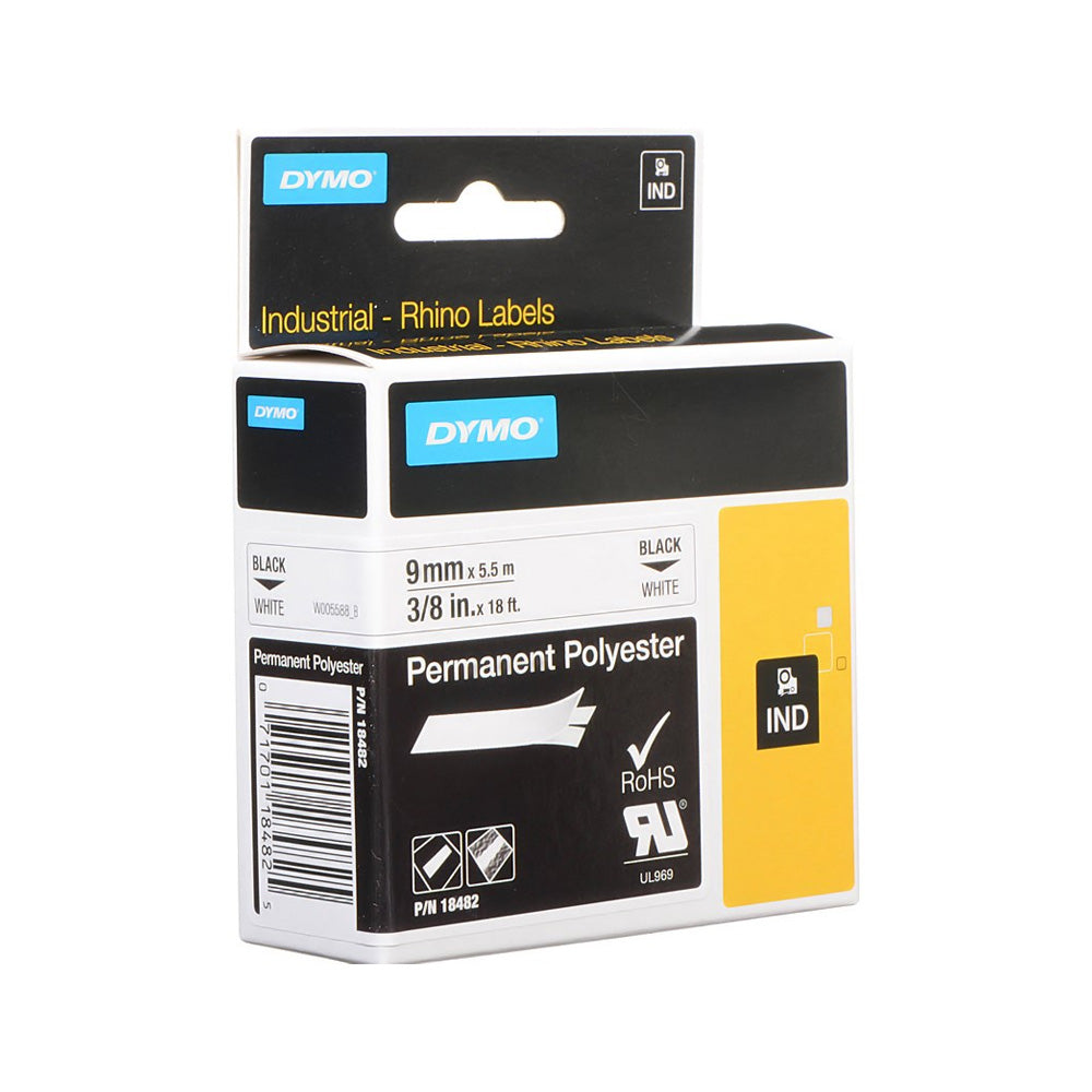 Fita 09mmx5,5m Preto/Branco Poliéster 18482