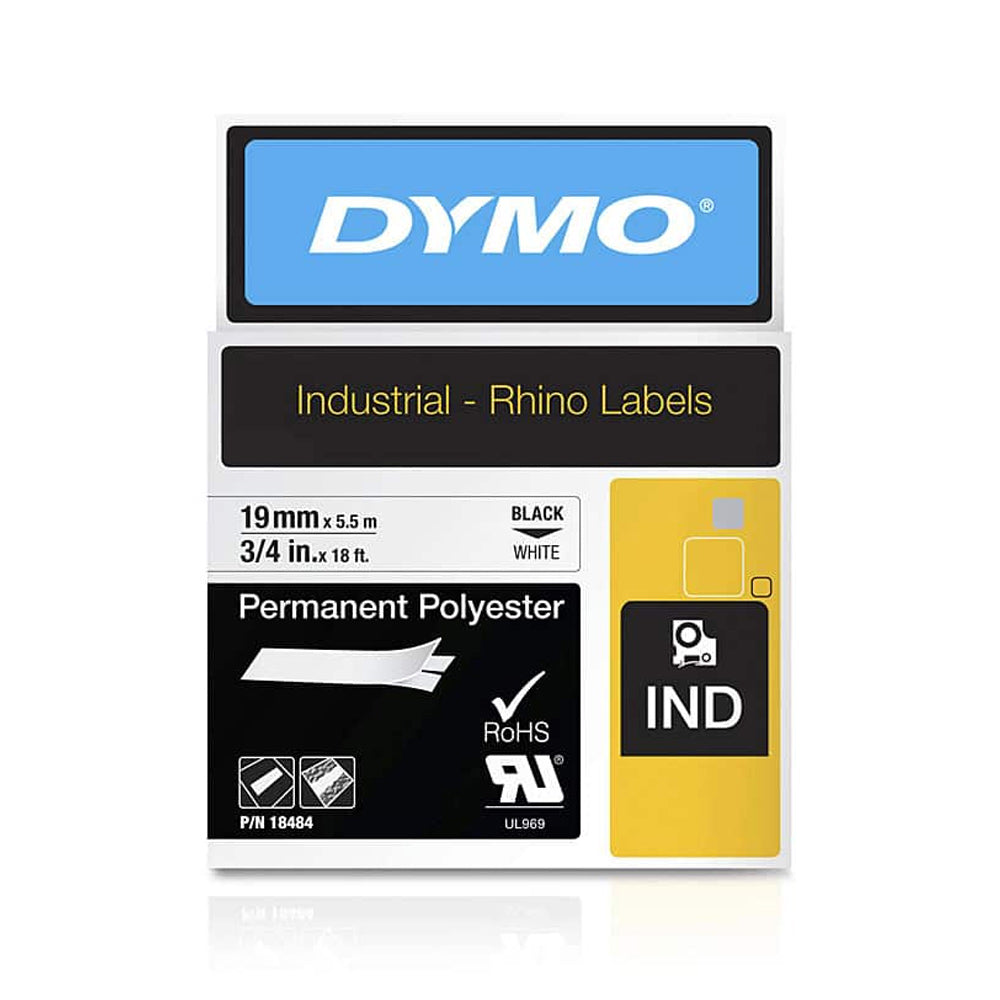 Fita 19mmx5,5m Preto/Branco Poliéster 18484