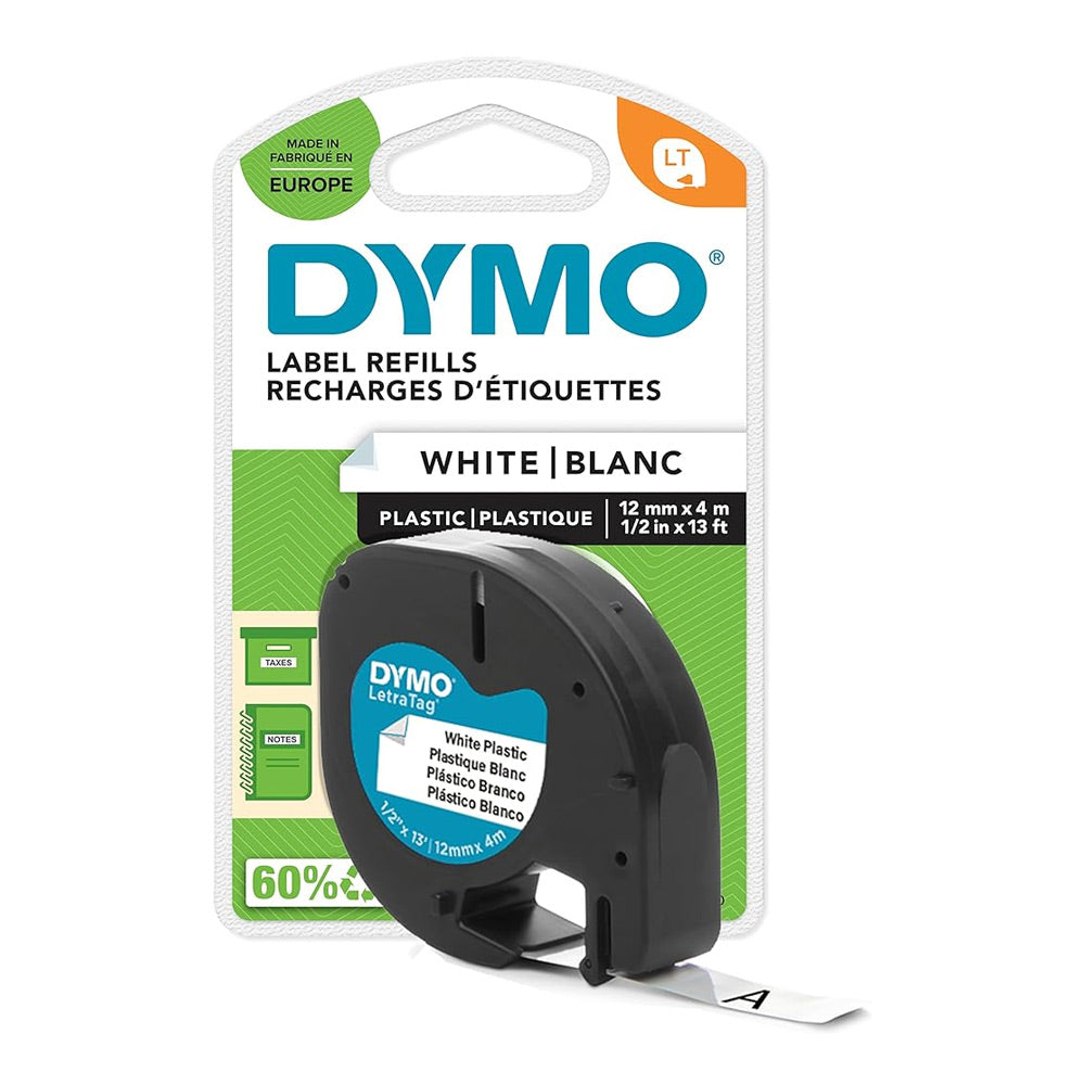 Fita 12mmx4m Preto/Branco Plástico 91201
