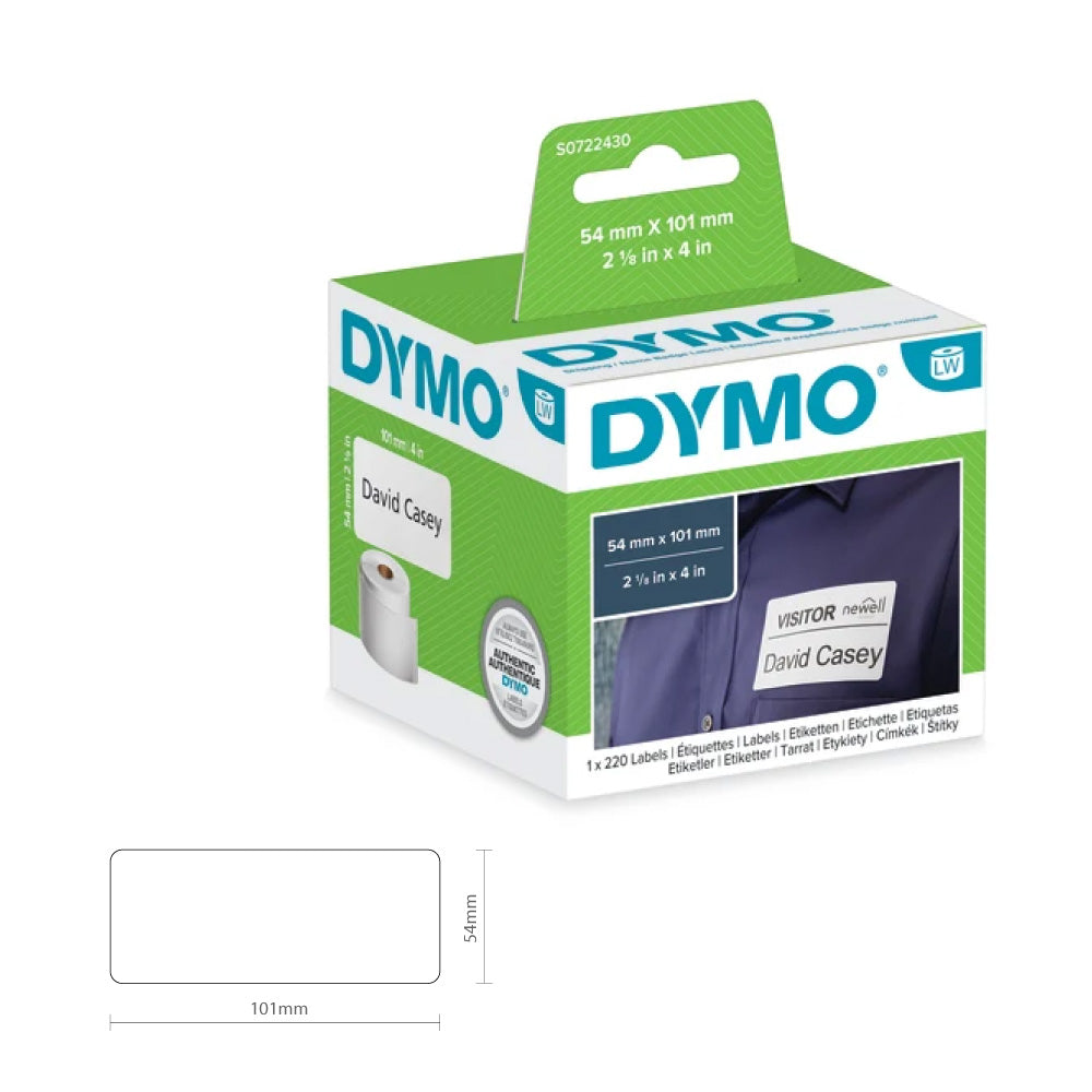 Etiquetas 101mmx54mm Dymo Branco 1 Rolo 200Un