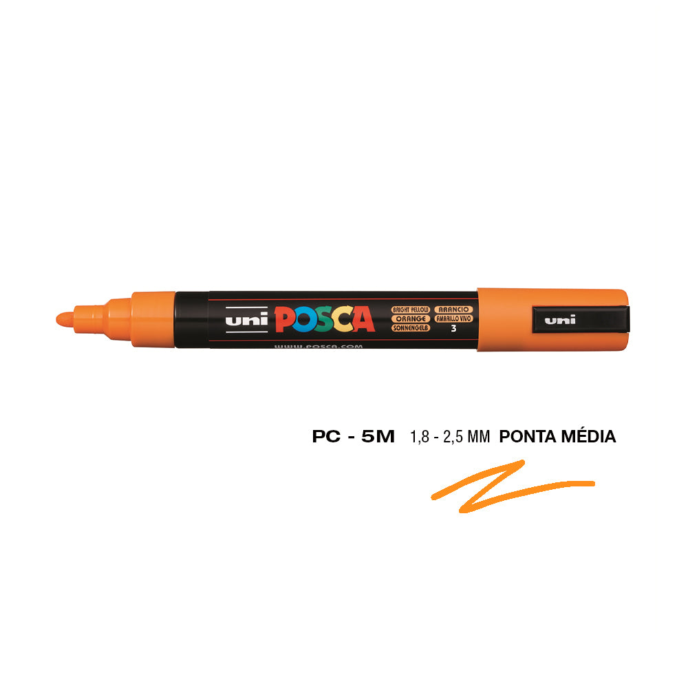 Marcador Uniball Posca PC-5M 1,8mm Amarelo Brilhante (3) 1un