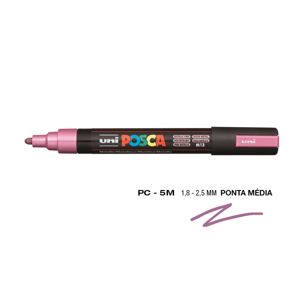 Marcador Uniball Posca PC-5M 1,8mm Rosa Metálico (M13) 1un