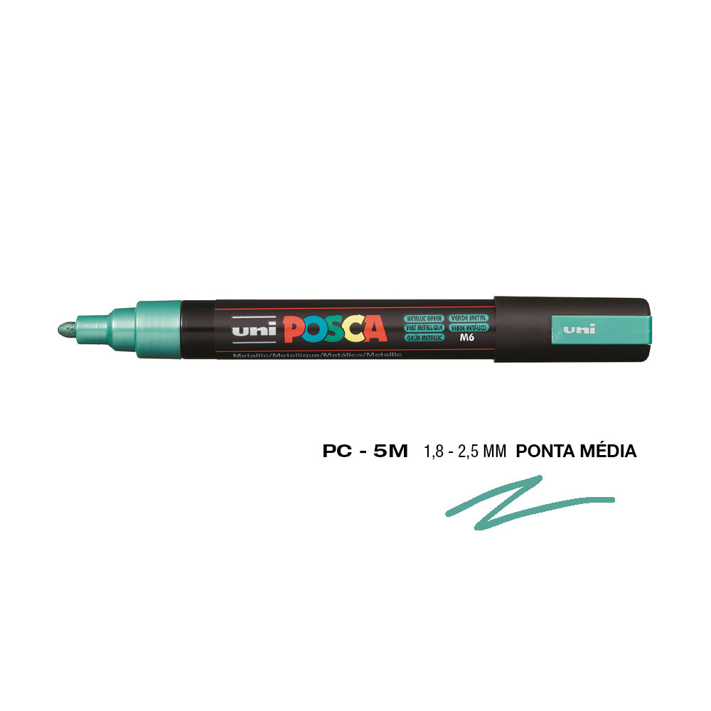Marcador Uniball Posca PC-5M 1,8mm Verde Metálico (M6) 1un