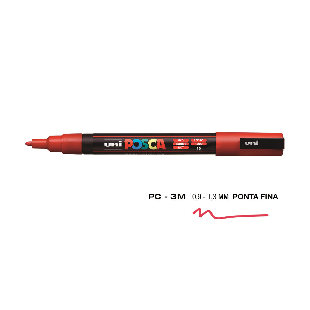 Marcador Uniball Posca PC-3M 0,9mm Vermelho (15) 1un
