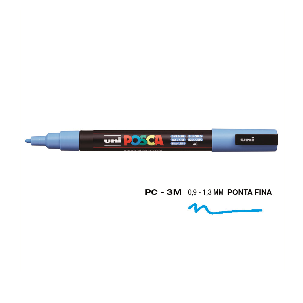 Marcador Uniball Posca PC-3M 0,9mm Azul Céu (48) 1un