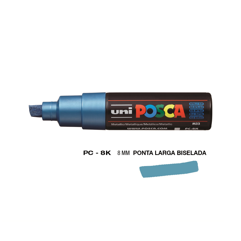 Marcador Uniball Posca PC-8K 8mm Azul Metálico (M33) 1un