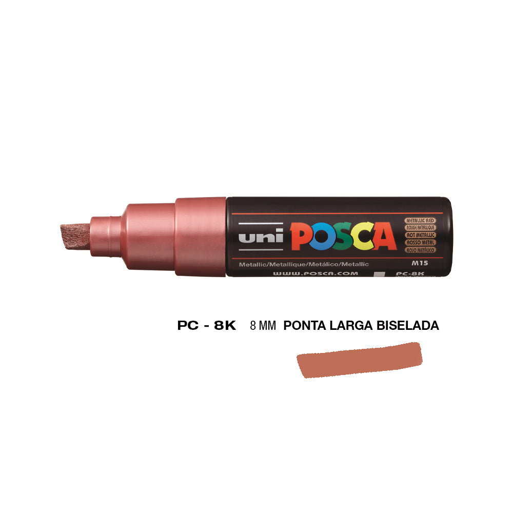Marcador Uniball Posca PC-8K 8mm Vermelho Metálico 1un