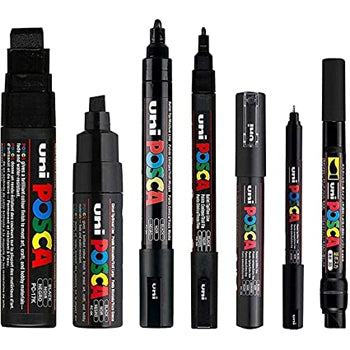 Conjunto Marcadores Sortidos Uniball Posca Preto 7un
