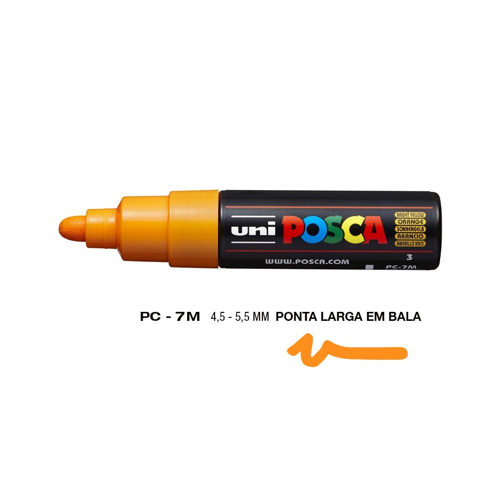 Marcador Uniball Posca PC-7M 4,5mm Amarelo Brilhante (3) 1un
