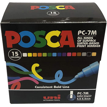 Marcador Uniball Posca PC-7M 4,5mm 15 Cores 15un