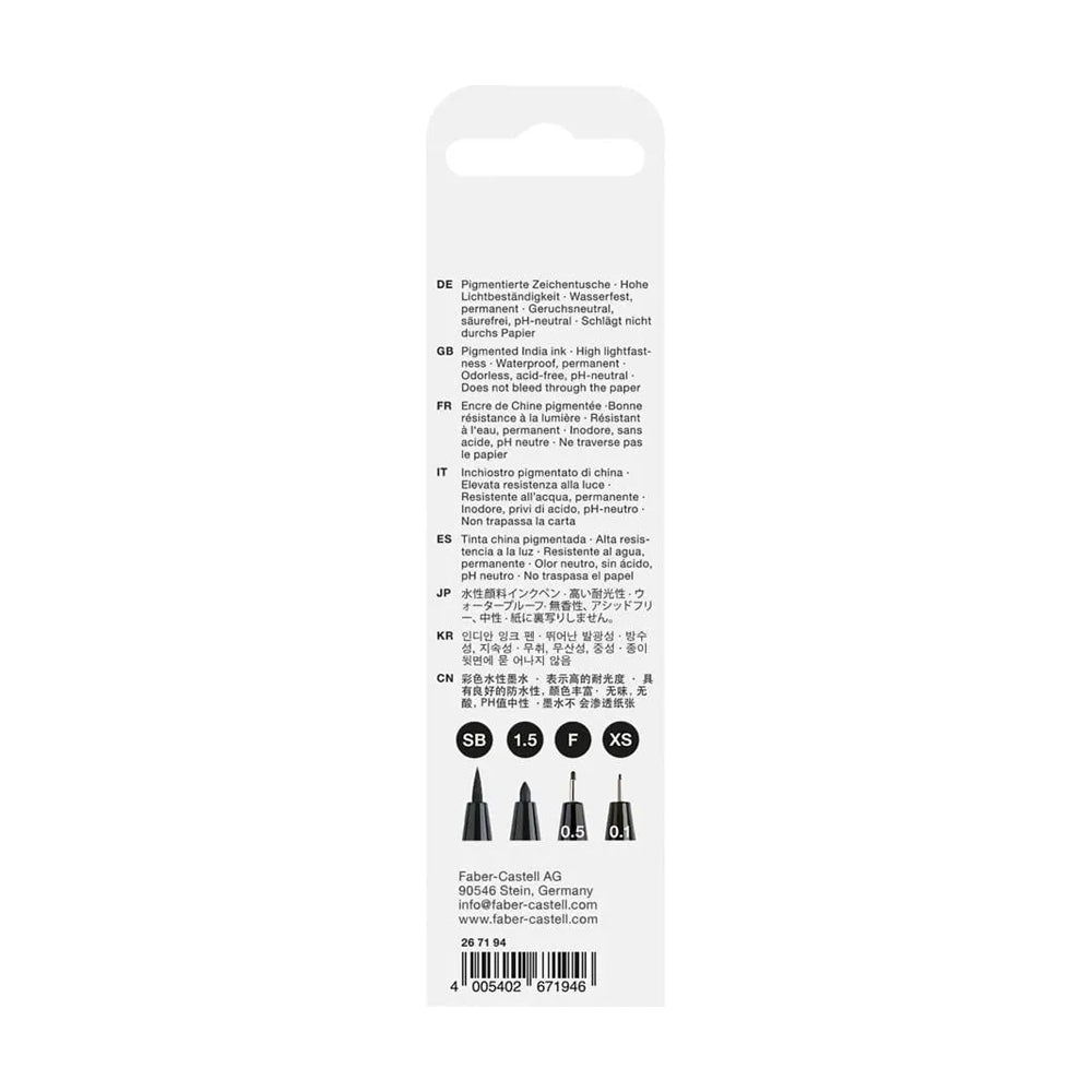 Marcador Artístico Pitt Faber-Castell Comic Preto 4 Cores