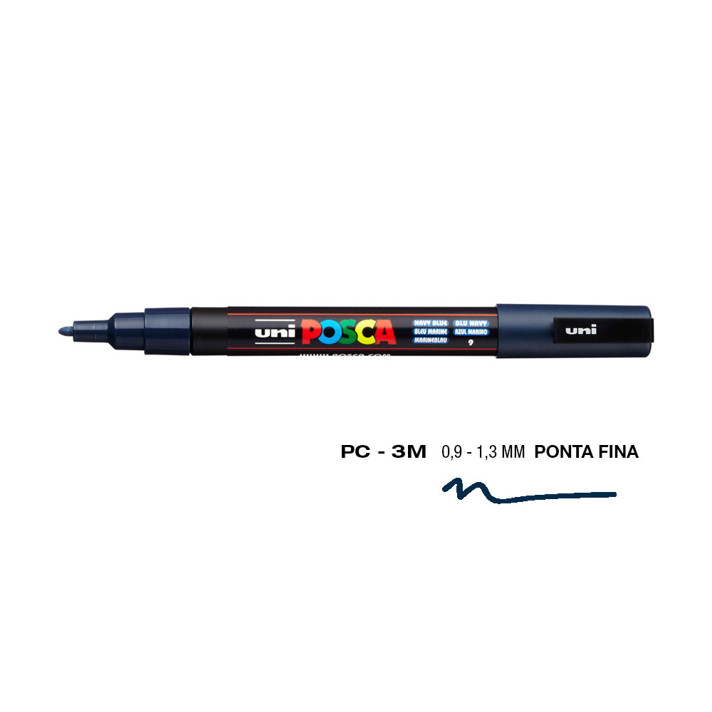 Marcador Uniball Posca PC-3M 0,9mm Azul Marinho (9) 1un