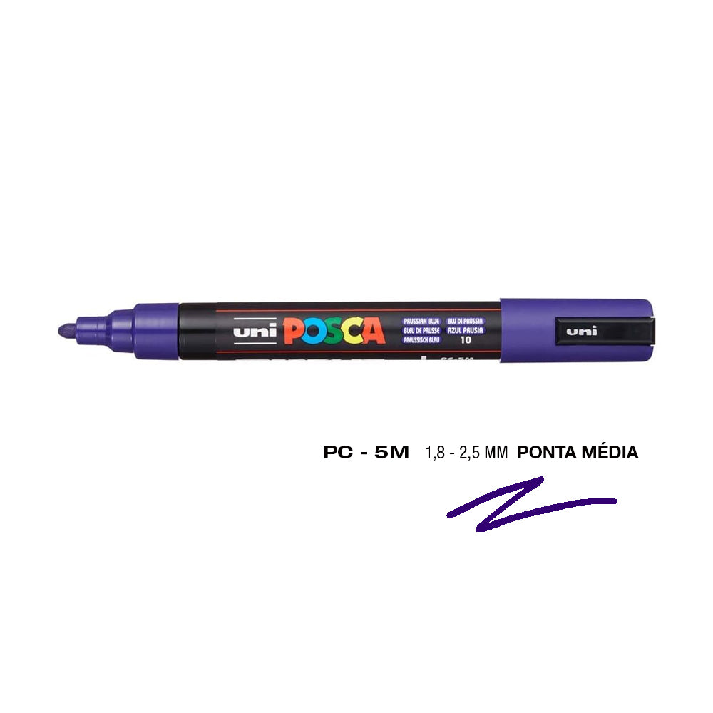 Marcador Uniball Posca PC-5M 1,8mm Azul da Prússia (10) 1un
