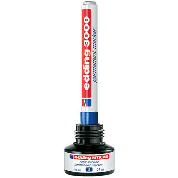 Recarga p/Marcador Permanente Grosso Edding MTK 25ml Preto 1