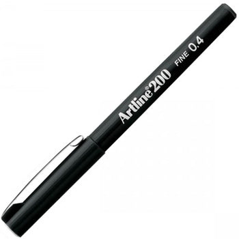 Marcador Fino Artline 200 0,4mm Preto 12un