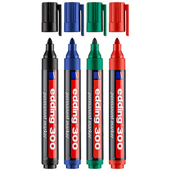 Marcador Médio Edding 300 1,5-3mm 4 Cores 4un